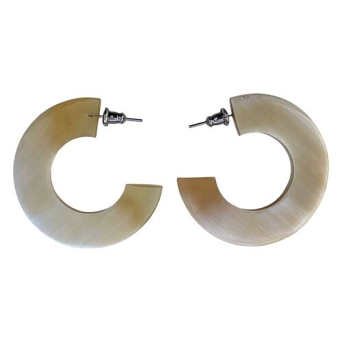 Hoop Boho Buffalo Horn Earrings, Lacquered