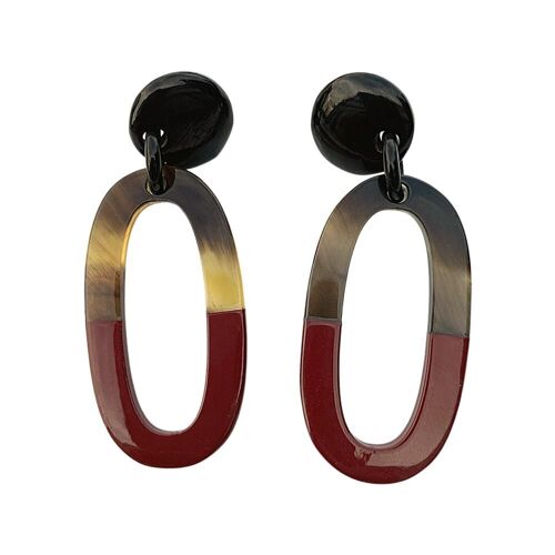 Oval Boho Buffalo Horn Earrings, Lacquered