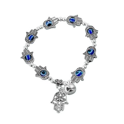 Bracelet Evil Eye & Hamsa, Argent