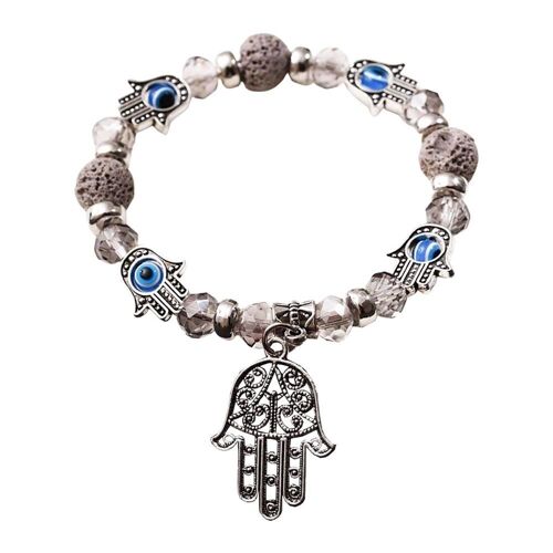 Evil Eye & Hamsa Bracelet, Grey