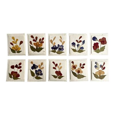 Cartes-cadeaux assorties de fleurs de mûrier, 5.5 x 6.5 cm, paquet de 10