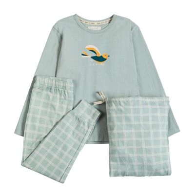 Pyjama Tita en coton biologique à carreaux gris