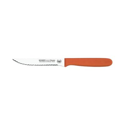 Coltello da Bistecca - Lama Dentata a Doppia Punta da 11 cm - Terracotta - Con Protezione | Polipropilene classico | NOGENTE ***