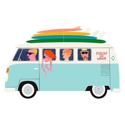 Ilustración "Kombi" de Mikel Casal. Reproducción A5 firmada