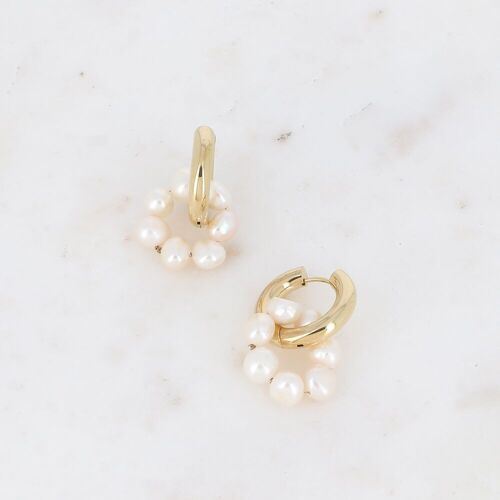 Créoles - anneau épais avec anneau de perles d'eau douce