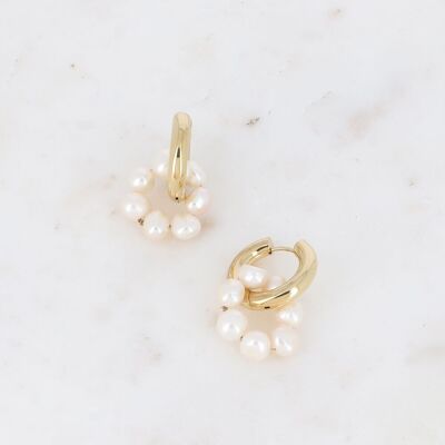 Créoles - anneau épais avec anneau de perles d'eau douce