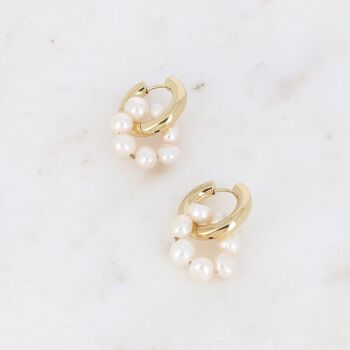 Créoles - anneau épais avec anneau de perles d'eau douce 2