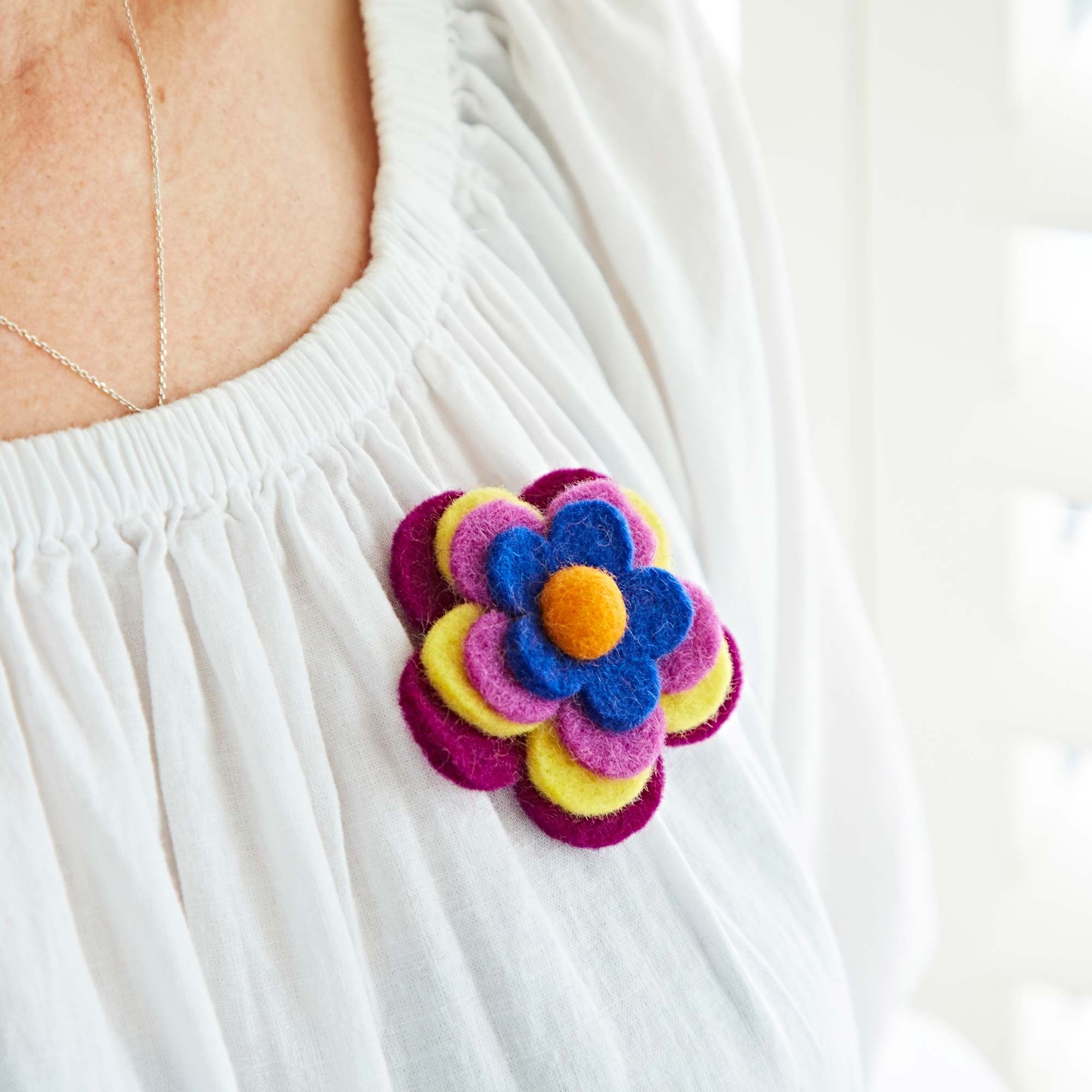 Felt Four Flower Brooch
