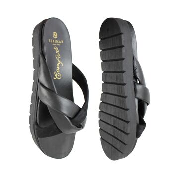 Sandales mules pour femmes d'été, sandales en cuir véritable. Semelle confort -Zerimar 5