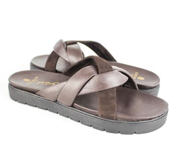 Sandales mules pour femmes d'été, sandales en cuir véritable. Semelle confort -Zerimar 6