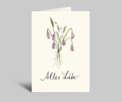 Alles Liebe | Grußkarte mit Blumenstrauß | Klappkarte + Umschlag