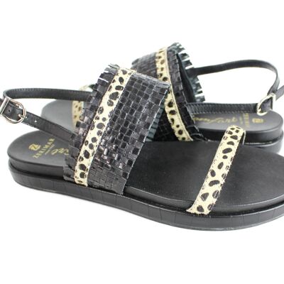 Pantoletten für Damen im Sommer, Sandalen aus echtem Leder.Komfortsohle -Zerimar