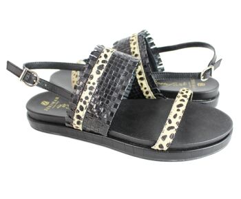 Sandales mules pour femmes d'été, sandales en cuir véritable. Semelle confort -Zerimar 1