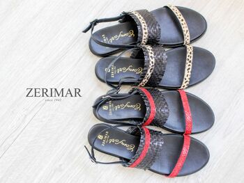 Sandales mules pour femmes d'été, sandales en cuir véritable. Semelle confort -Zerimar 7