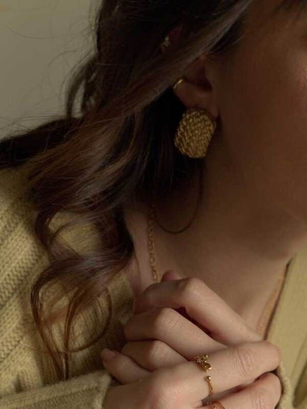 ORECCHINI retrò in ottone dorato con oro fino