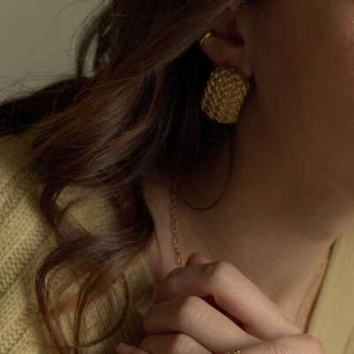 PENDIENTES retro latón dorado con oro fino