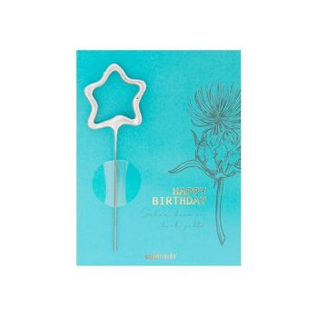 Happy Birthday - Blue - Flora - Mini Wondercard