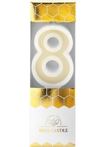 8 Bees Candle beeswax candle - White