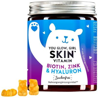 You Glow, Girl Skin Vitamin con biotina, zinc y ácido hialurónico, sin azúcar // 60s
