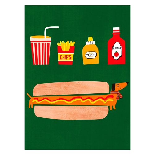 Ilustración "Hot dog" de Mikel Casal. Reproducción A5 firmada
