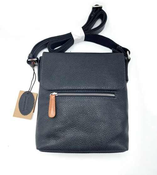 Genuine leather shoulder bag, for men, art. DO4813