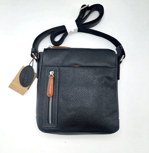Genuine leather shoulder bag, for men, art. DO4808
