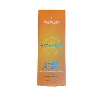 Pure Mineral - Protecteur facial hydratant à la vitamine C SPF 50 Minéraux de la mer Morte (écran solaire à la vitamine C avec minéraux de la mer Morte)