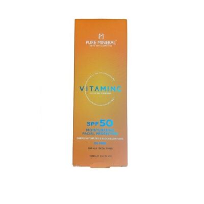 Pure Mineral - Vitamin C Moisturizing Facial Protector SPF 50 Dead Sea Minerals (Vitamin C Sunscreen with Dead Sea Minerals)