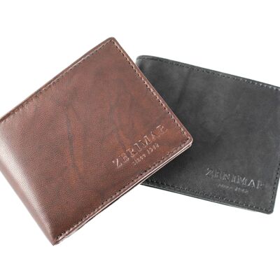 Portefeuille pour hommes porte-cartes en cuir véritable. Compartiments multiples -Zerimar