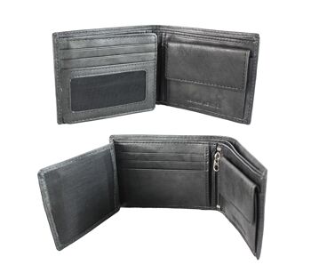 Portefeuille pour hommes porte-cartes en cuir véritable. Compartiments multiples -Zerimar 6
