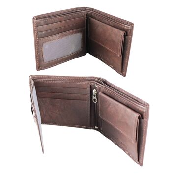 Portefeuille pour hommes porte-cartes en cuir véritable. Compartiments multiples -Zerimar 9