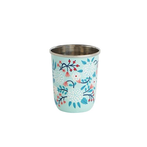 Chumbak Quiet Jungle Small Tumbler, Steel Ware, Jugs and Pitchers, Table Ware, Handpainted Jugs, 400 ml, Printed