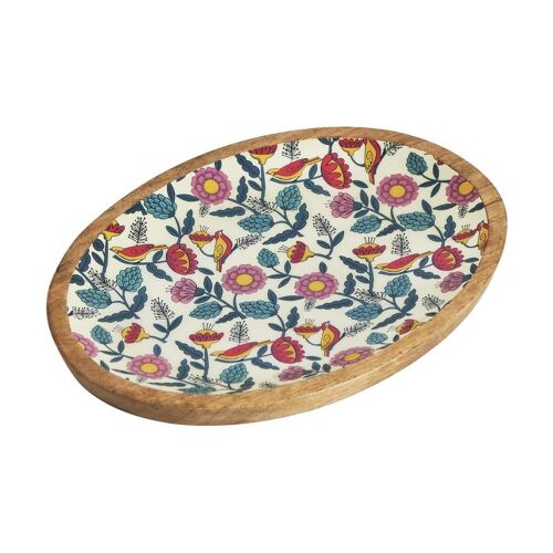 Chumbak Essentials Lace Platter (Country Wooden Oval)
