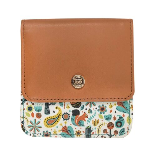 Chumbak Women's Mini Wallet |Magical Jungle Collection | Vegan Leather Square Wallet for Women | Ladies Purse with Button Lock |Pocket Friendly with Card & Currency Slots - White