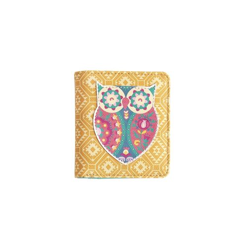 Chumbak Women's Mini Wallet| Classics Owl Collection| Vegan Leather rectangle Wallet for Women| Ladies Purse with Button lock & Zipper Closure for Coins|Card & Currency Slots with Transparent ID Window-Yellow