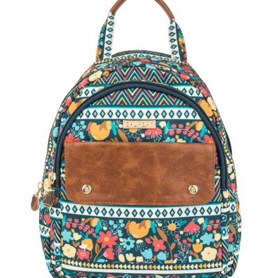 Mini mochila de moda para mujer Chumbak |Colección Boho Spirit| Mochila para universidad/viajes/uso diario | Diseño peculiar de la India con lienzo impreso - Multicolor