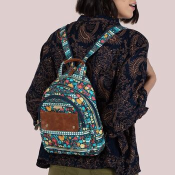 Chumbak Mini sac à dos tendance pour femme | Collection Boho Spirit | Sac à dos universitaire/voyage/usage quotidien | Design indien original avec toile imprimée - Multicolore 6