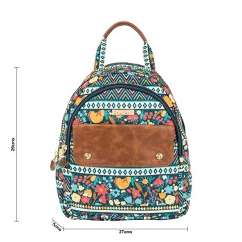Chumbak Mini sac à dos tendance pour femme | Collection Boho Spirit | Sac à dos universitaire/voyage/usage quotidien | Design indien original avec toile imprimée - Multicolore 7