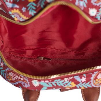 Chumbak Sac à dos tendance pour femme | Collection India Boho Paisley | Sac à dos universitaire/voyage/usage quotidien | Design indien original avec toile imprimée - Rouge 5