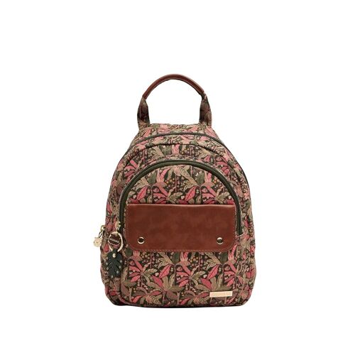Chumbak Women's Fashion Mini Backpack |Palm Springs Collection| College/Travel/Daily Use Backpack | Quirky Indian Design with Printed Canvas - Olive