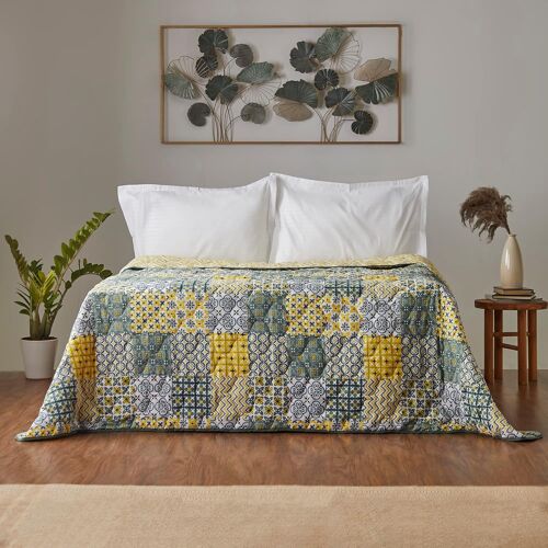 Chumbak Egypt Patchwork Yellow Comforter- Single Bed
