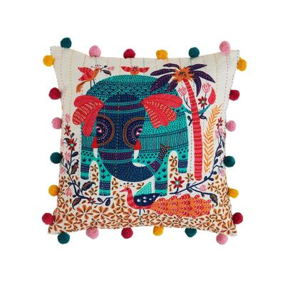 Chumbak Galle Elephant 16" Gondh Cushion Cover