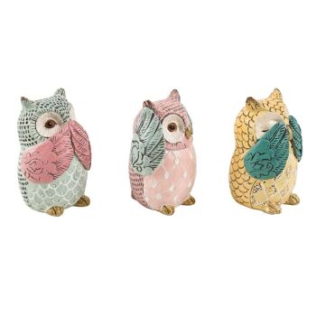 Chumbak Wise Owls Ensemble de décoration en résine Multicolore Lot de 1 3