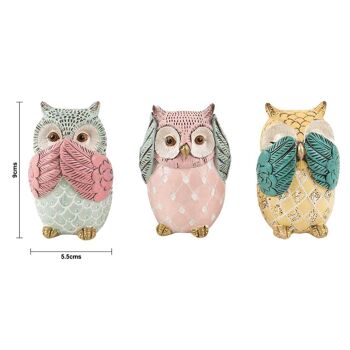 Chumbak Wise Owls Ensemble de décoration en résine Multicolore Lot de 1 5
