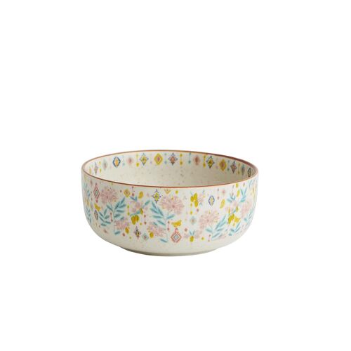 Chumbak Farmhouse Serving Bowl, Platters, Serving Plates, Kitchen And Dining, Tableware, Ceramic, Floral (Ivory), 700 ML