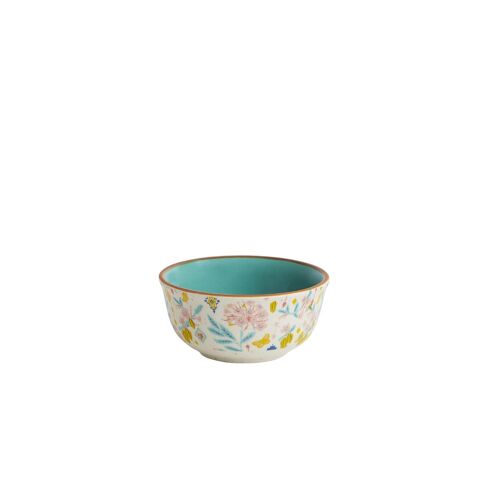 Chumbak Farmhouse Curry Bowl, Serving Bowl- Pink, Serving Plates, Kitchen And Dining, Tableware, Ceramic, Floral, 200 milliliter