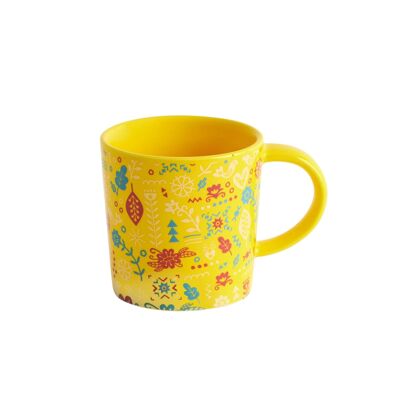 Taza de té de cerámica Chumbak But First (amarillo, 300 ml)
