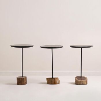 OBJECTRY Table de bout en bois inégale de style moderne, bois massif avec finition mate, idéale pour une utilisation en intérieur, dimensions : 12 pouces x 21 pouces 3