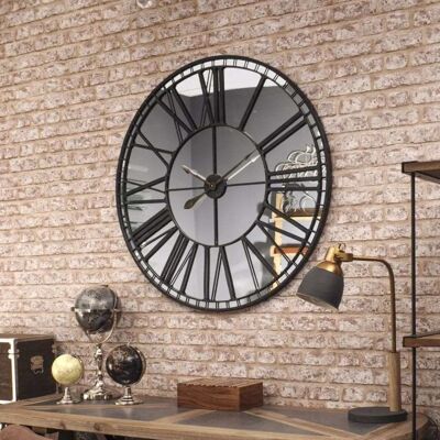 Reloj de pared con espejo escritos en la pared, elegante y novedoso, hecho a mano, mecanismo de cuarzo, dorado, 1.5 pies, montaje en pared, redondo