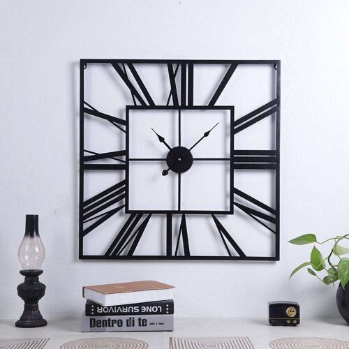Writings on the Wall Square Roman Numbers Designer Wall Clock, Stylish and Latest, Handmade, Quartz Mechanism, Gold, 2 feet, Wall Mount, Square